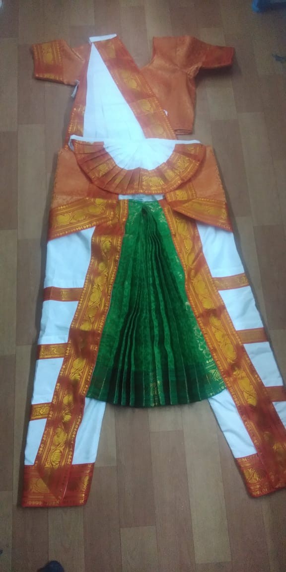 Bharatanatyam costume readymade art silk BlkRed28