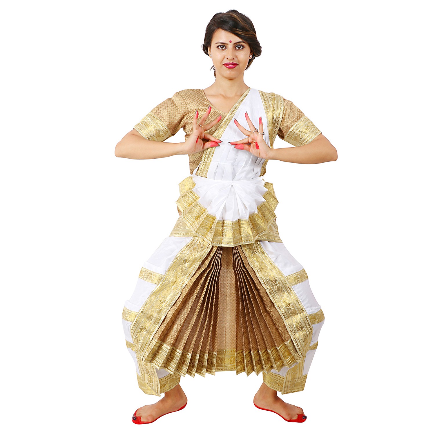 Bharatnatyam Dress | Half White with Maroon | Dharmavaram – shanthitailors